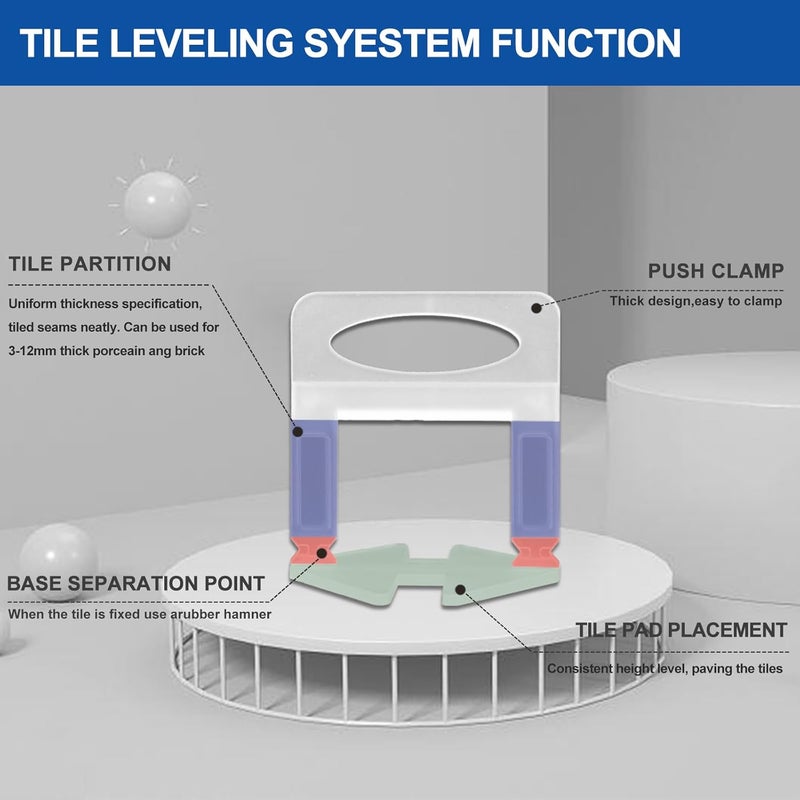RUHOOM Tile Leveling System 2400pcs 1/8" Tile leveler Spacers Clips Tile Installation Tools for Professional Ceramic Tile and Stone Installation - Image 3
